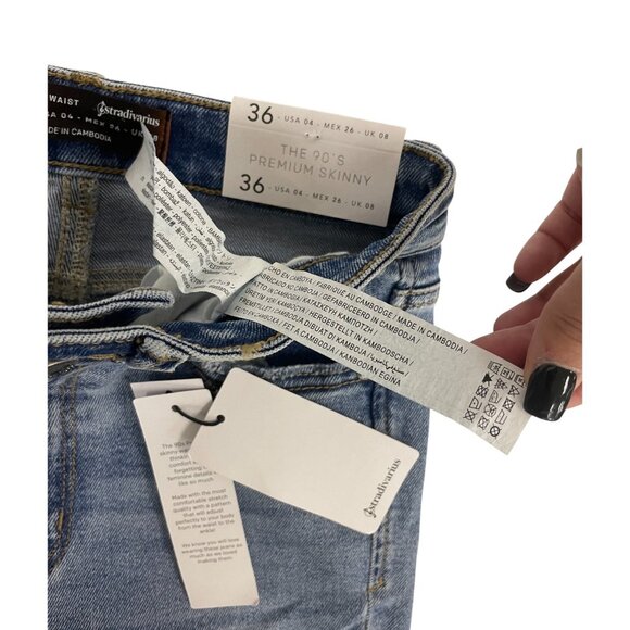 Stradivarius Womens Skinny Jeans EU 36 US 4 High Waist Blue Denim 4858/747 NWT - Picture 11 of 16